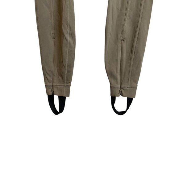 Lululemon Pull-On Zip-Front High-Rise Pant Full Length Beige Stirrups Size Mediu - Picture 2 of 5
